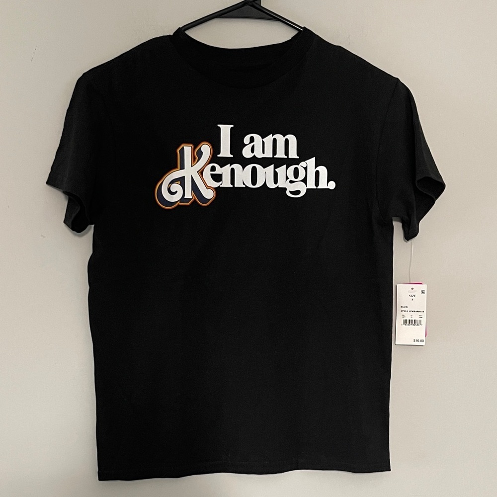Black Graphic Tee with 'I am Kenough' Print - Barbie Movie Size Small